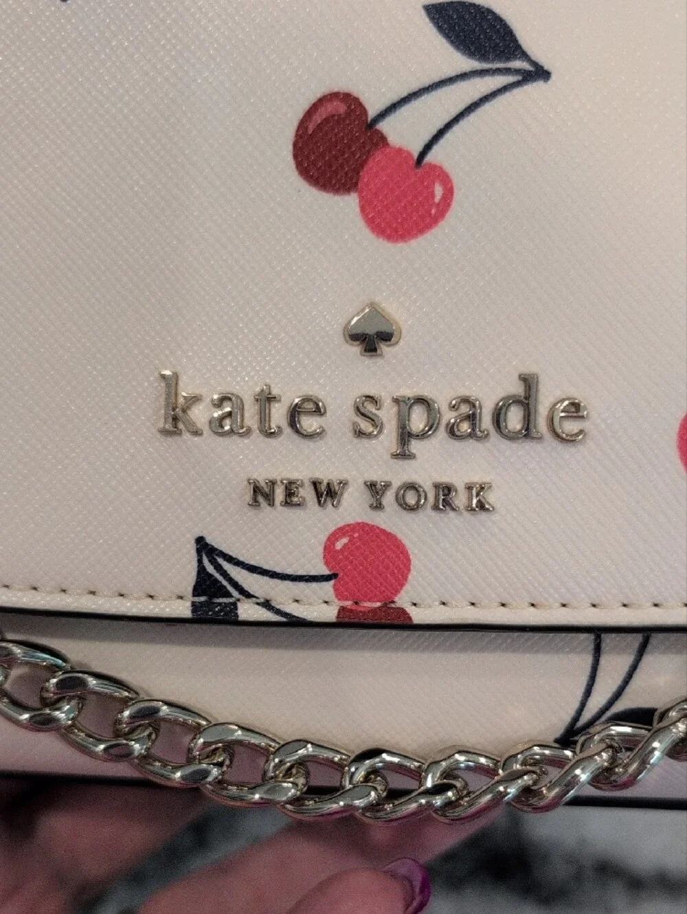 kate spade Cream Crossbody with Pink Cherry Print